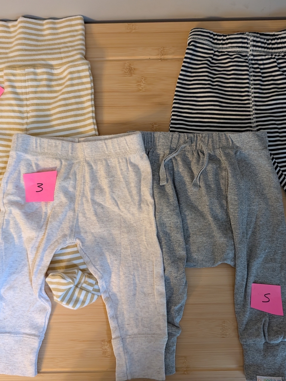Neutral Stripe and Solid Baby Bottoms Set - Gray, Light Gray, Black